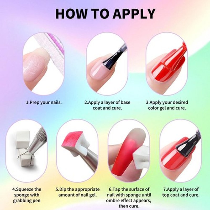 Qzqetet Patting Gel Polish, 9 Colors Ombre Gel Nail Polish with 100 Pcs Soft Nail Sponges and Grabbing Pen for Pigment Pat Kit Aura Nails