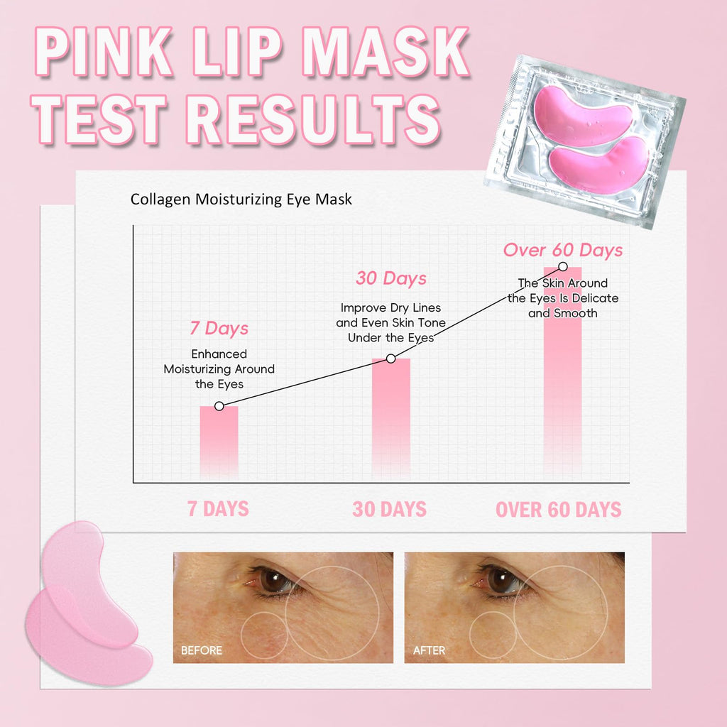 30 Pairs Eye Mask & Lip Mask, Pink Collagen Under Eye Patches for Puffy Eyes, Korean Lip Mask Skincare, Small Gifts, Mothers Day Gifts, Teacher Appreciation Gifts, Birthday Party Favors, Bulk Gifts