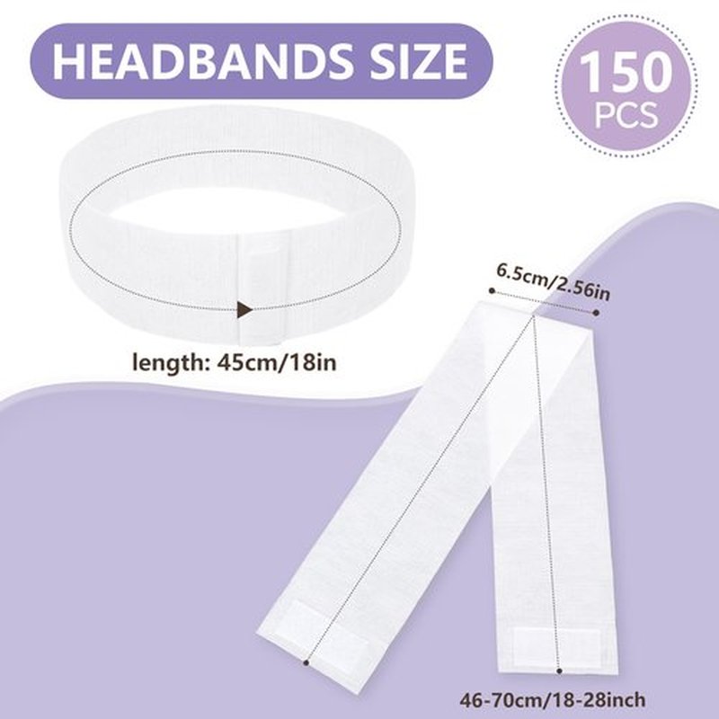 BREENHILL 150 Count Disposable Spa Facial Headbands with Convenient Closure,Stretch Facial Headwraps Soft for Facials Skincare Spa