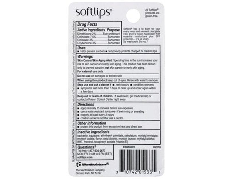 Softlips Watermelon Gluten-Free, Twin Pack Lip Protectant Sunscreen SPF 20, 0.07 oz Each (Pack of 3)
