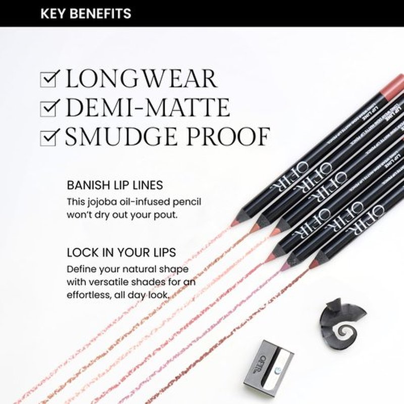 OFIR Longwear Demi-Matte Lip Pencil - Smudge-Proof, Hydrating, Easy Glide | Muted Purple | 0.042 OZ