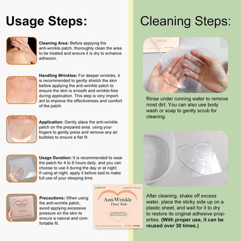 LABOLOW Chest Wrinkle Pads - 3-Pack Reusable Ant-Wrinkle Silicone Patches for Skin Firming,Silicone Patches Smoothing & Hydration & Skin Tightening Overnight Chest Pads (Lasts Up to 3 Months) s1