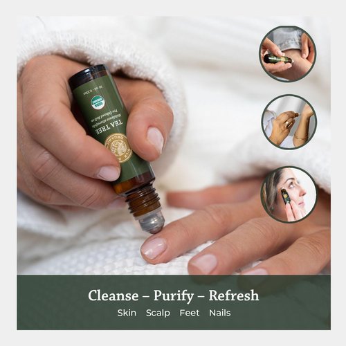 Silk Road Tea Tree Essential Oil Roll-On | 100% Pure USDA Certified for Healthy Skin & Nail Care - 10 ml