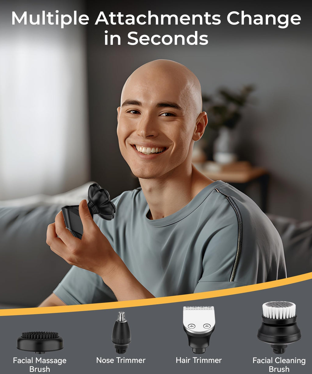 Head Shavers for Bald Men, 7D Head Shaver with LED Display, 3 Adjustable Modes, 10000 RPM High Speed Motor, IPX8 Waterproof, USB Fast Charging