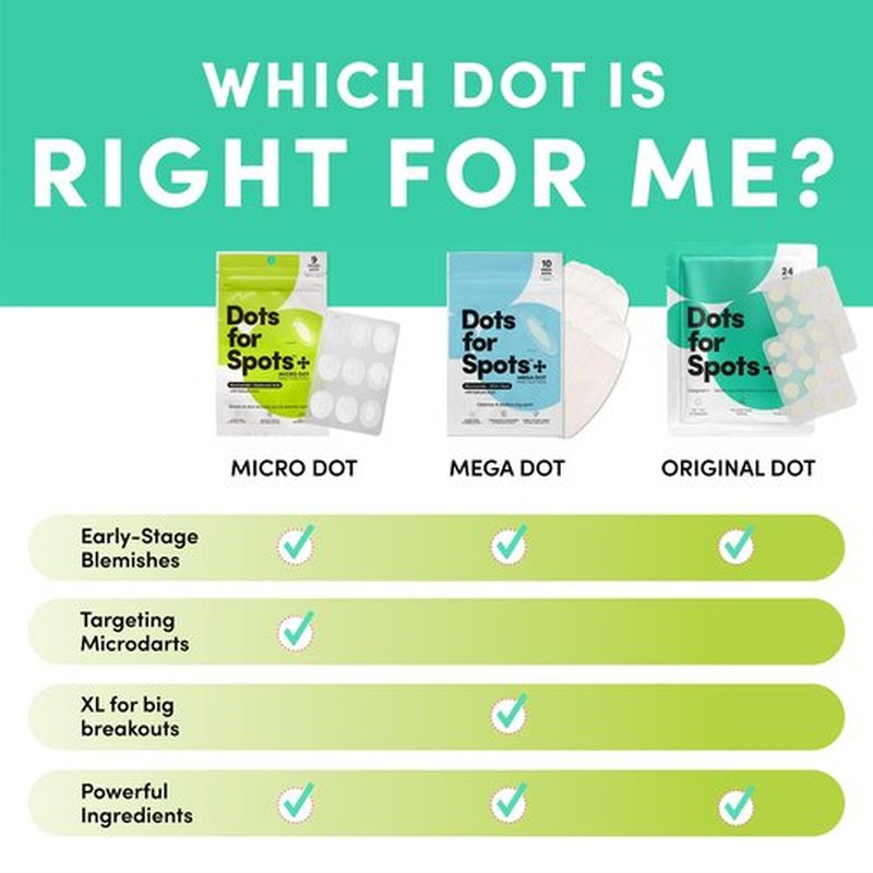Dots for Spots Pimple Patches with Microdarts - Includes Active Ingredients Niacinamide, Hyaluronic Acid & Salicylic Acid for Maximum Effectiveness - Reduces Redness and Dark Spots (9 count)