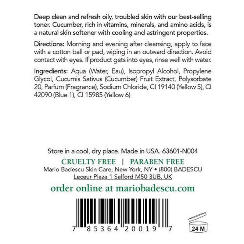 Mario Badescu Cucumber Lotion - Non-Drying Facial Toner for Oil Control & Breakout Relief | Revitalizing Astringent
