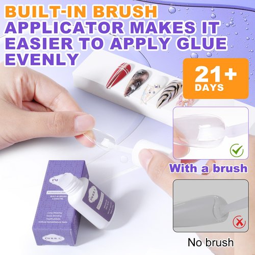NXJ INFILILA Professional Brush On Nail Glue Arcrylic Nail Glue Nail Glue for Acrylic Nails Strong Nail Glue Professional Nails Glue Adhesive Press On Nail Glue Bulk Long Lasting 7ML/0.23OZ(2PCS)