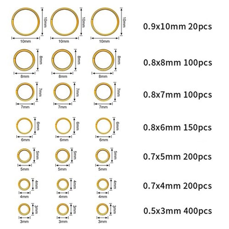 DANNEASY 1070pcs Nail Art Dangle Charm Piercing Tool Hand Drill Charms Jump Rings Connectors Accessories for Jewelry Craft Making (Gold)