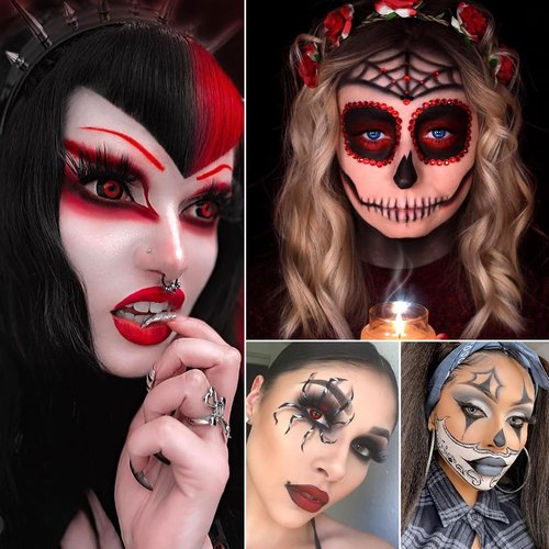 Afflano Red Black Eyeshadow Goth Makeup Palette, Vampire Blood Red Halloween Makeup Palette, Burgundy Dark Smokey Eye Shadow Palette Pigmented, Smoky Eyes Black Red Eyeshadow Costume Clown SFX Makeup