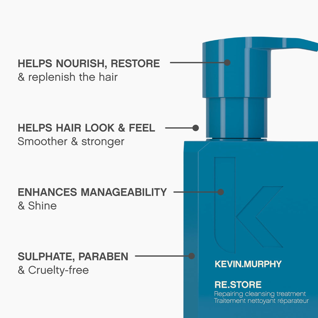 KEVIN.MURPHY RE.STORE - Cleansing Treatment - for Dry - Damaged and Overprocessed Hair - Strand Repair - with Amino Acids and Fruit Enzymes - Sulphate Free - 200 Ml / 6.7 Fl Oz