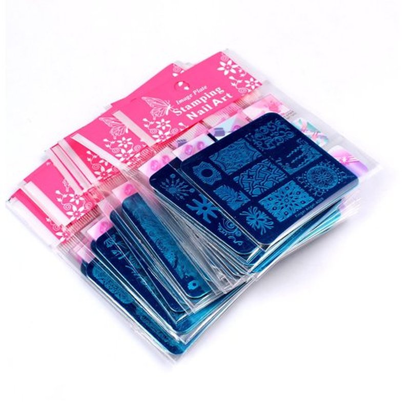 FingerAngel 20 Pcs Mix Design Nail Stamping Template+1 Stamper + 1 Scraper Nail Art Image Stamp Stamping Plates Manicure Template Nail Art Tools (A1-20)