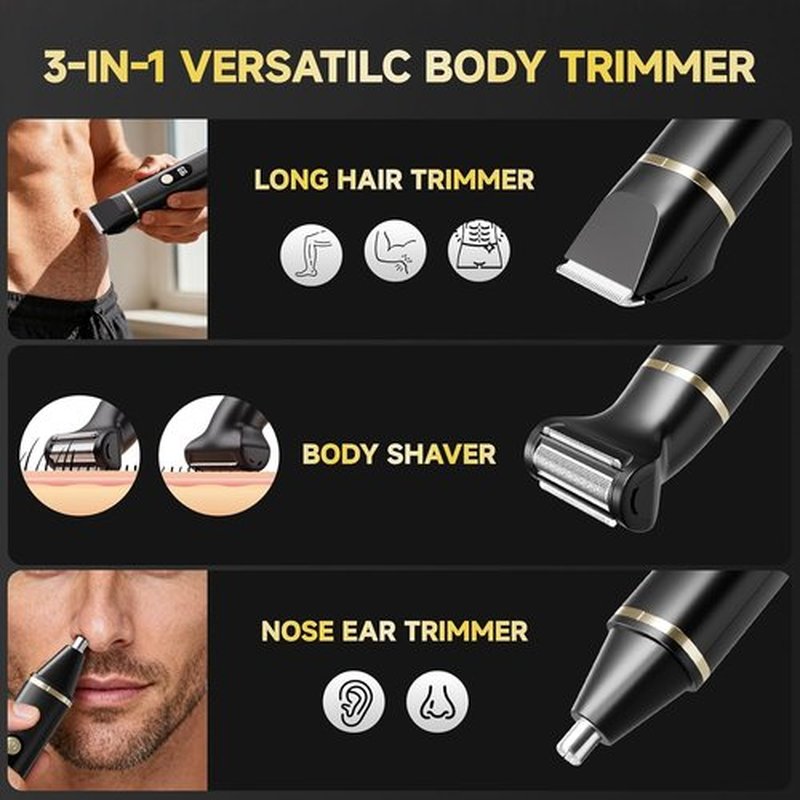 Skiennix Beard Trimmer - IPX7 Waterproof Electric Razor for Men | Versatile Grooming Kit (Black)