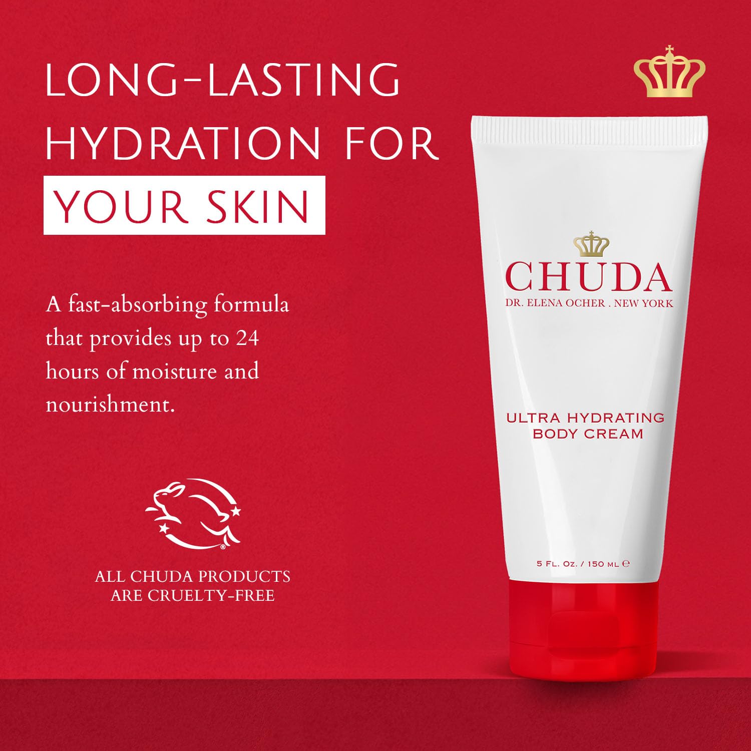 CHUDA Ultra Hydrating Body Cream - Moisturizing Cream with Remedea Compound, 150ml Made in USA, Fast Absorbing Body Lotion for Dry Skin, Anti Aging Body Moisturizer Cream, Daily Hydrating Cream Lotion