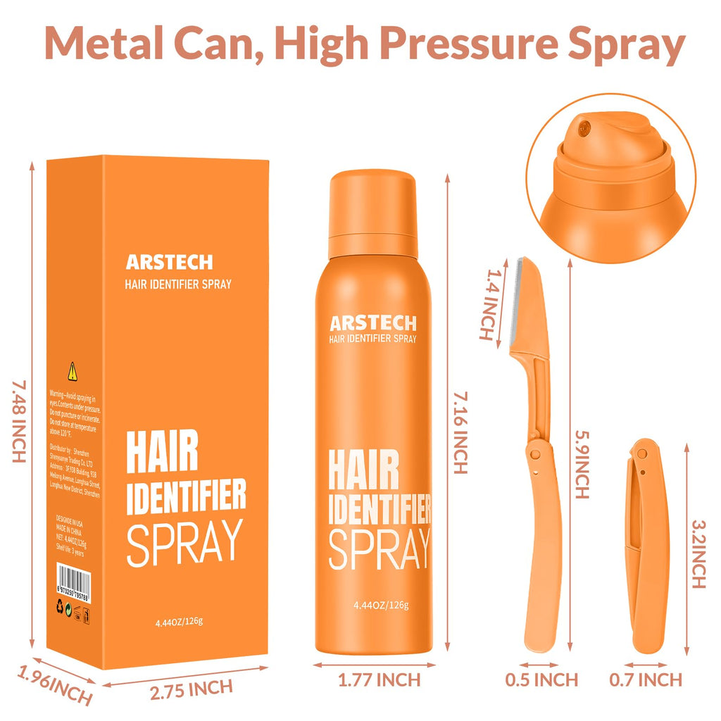 Hair Identifier Spray for Face Shaving Dermaplaning Tool Skin Body Dermaplane Spray for Women with 16 Face Razor Face Shaver Kit Facial Hair Removal Dermaplane Razor for Women Face (Orange 4 Pack)