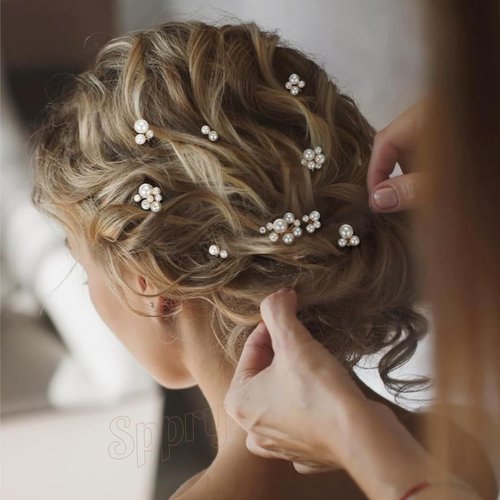 Sppry U Shaped Pearl Wedding Hair Pins for Bridal Women, Set of 9 (Gold)