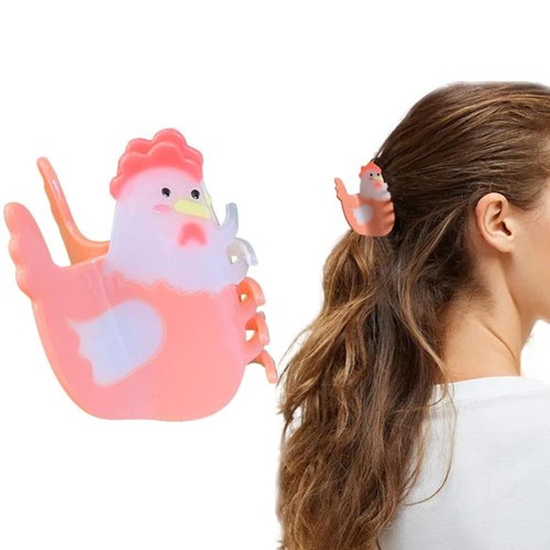 KuuGuu Chicken Claw Hair Clip, Korean Super Cute Animal Hair Clip Acetate Acid Anti-Slip Design Cartoon Barrettes 2024 New Interesting Big Hairpin for Women Girs Hair Accessories （1 PCS-Chicken）