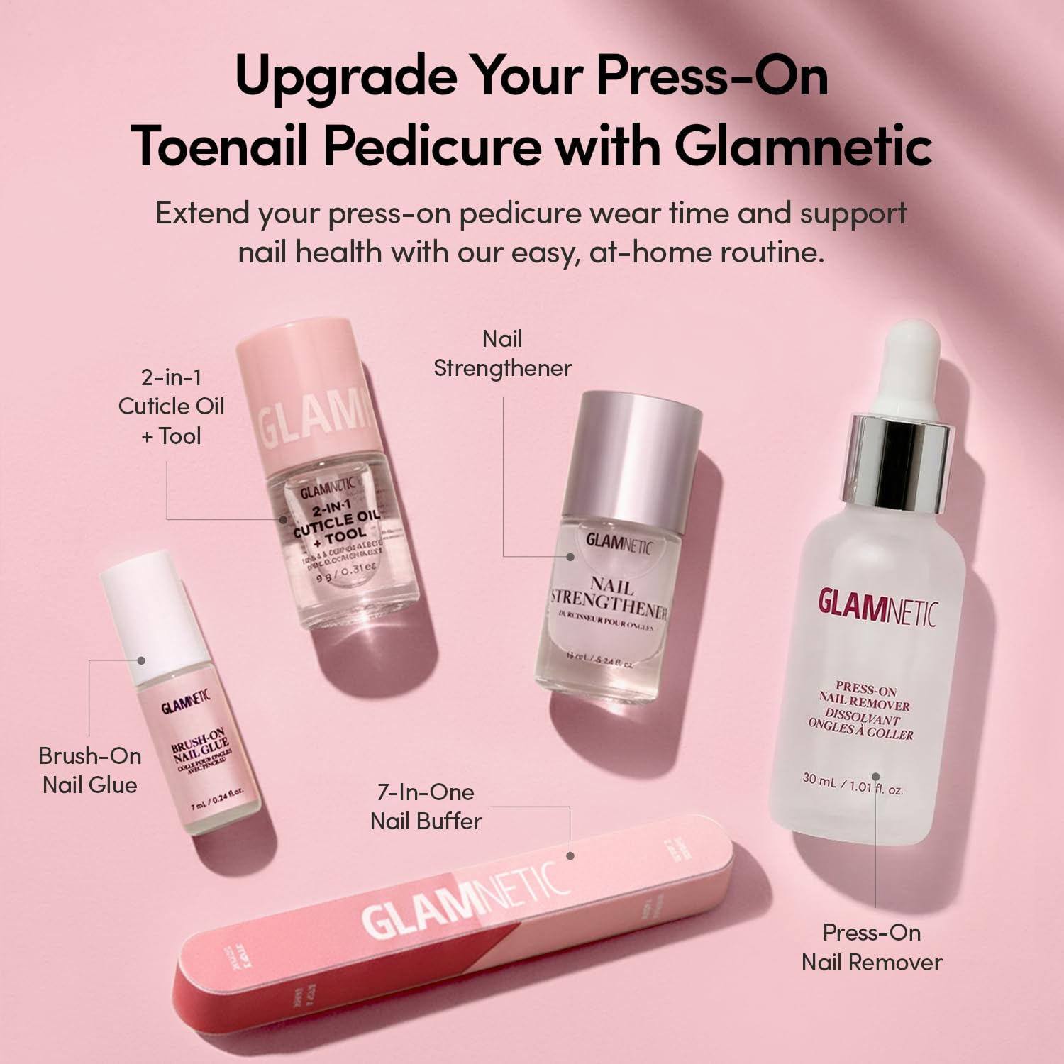 Glamnetic Press On Toenails - Natural Fake Nails | Classic White French Tip Press On Toenails, Salon Quality Press On Nails Kit with Glue | Ma Damn - 32 Nail Set in 16 Sizes