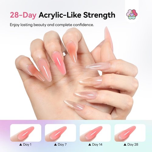 SAVILAND All-in-1 Poly Extension Gel Nail Kit: 15 Colors Poly Gel Nail Kit for 28 Days Long-Lasting, Pink Peach Cat Eye with Slip Solution U V Light for Quick Nail Extensions Home Salon Daily Art DIY