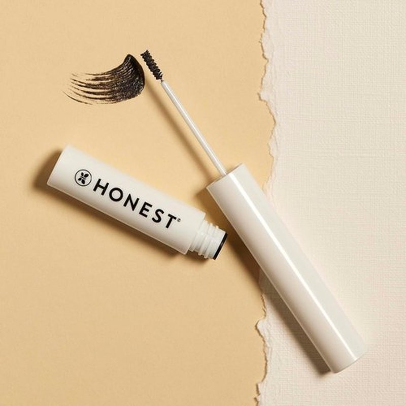 Honest Beauty Brow Gel - Fuller Looking Brows with Castor Oil & Red Clover | EWG Verified, Vegan | Soft Black, 0.05 fl oz