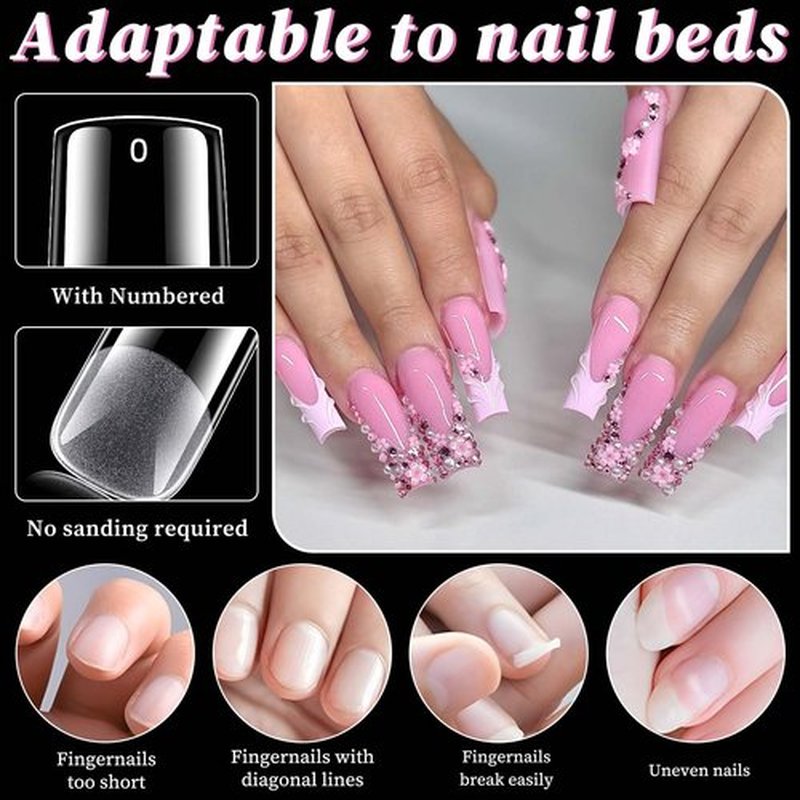 420pc Long Square Nail Tips Square Fake Nails Tips Long Acrylic Nails Tips Clear Press on Nails Soft Gel Nail Tips Full Cover False Nails Artificial Fingernail for Gel Nail Extensions