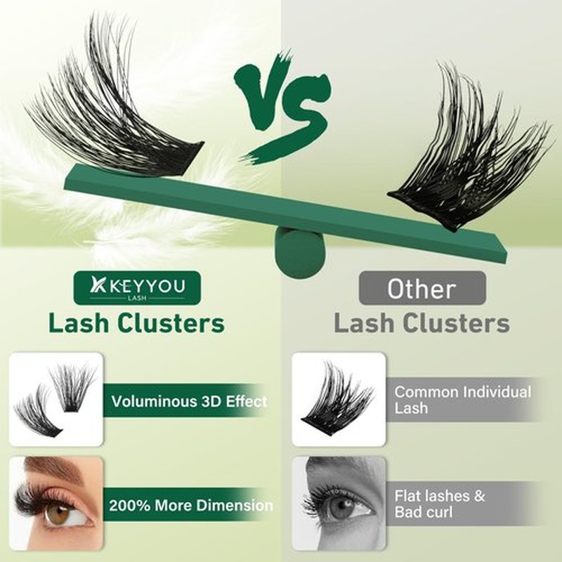 KEYYOULASH Lash Clusters 3D Effect Eyelash Clusters 280pcs 80D D Curl 9-18MIX Individual Lashes Wispy False Lashes Volume Cluster Eyelash Extensions Natural Soft DIY Lash Extension(80D，Zzlj-4)