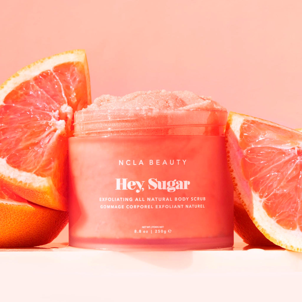 NCLA Beauty Hey Sugar All Natural Body Scrub - Moisturizing, Exfoliating Sugar Scrub - Shea, Cocoa, and Mango Butters - Pink Grapefruit - 8.8 oz