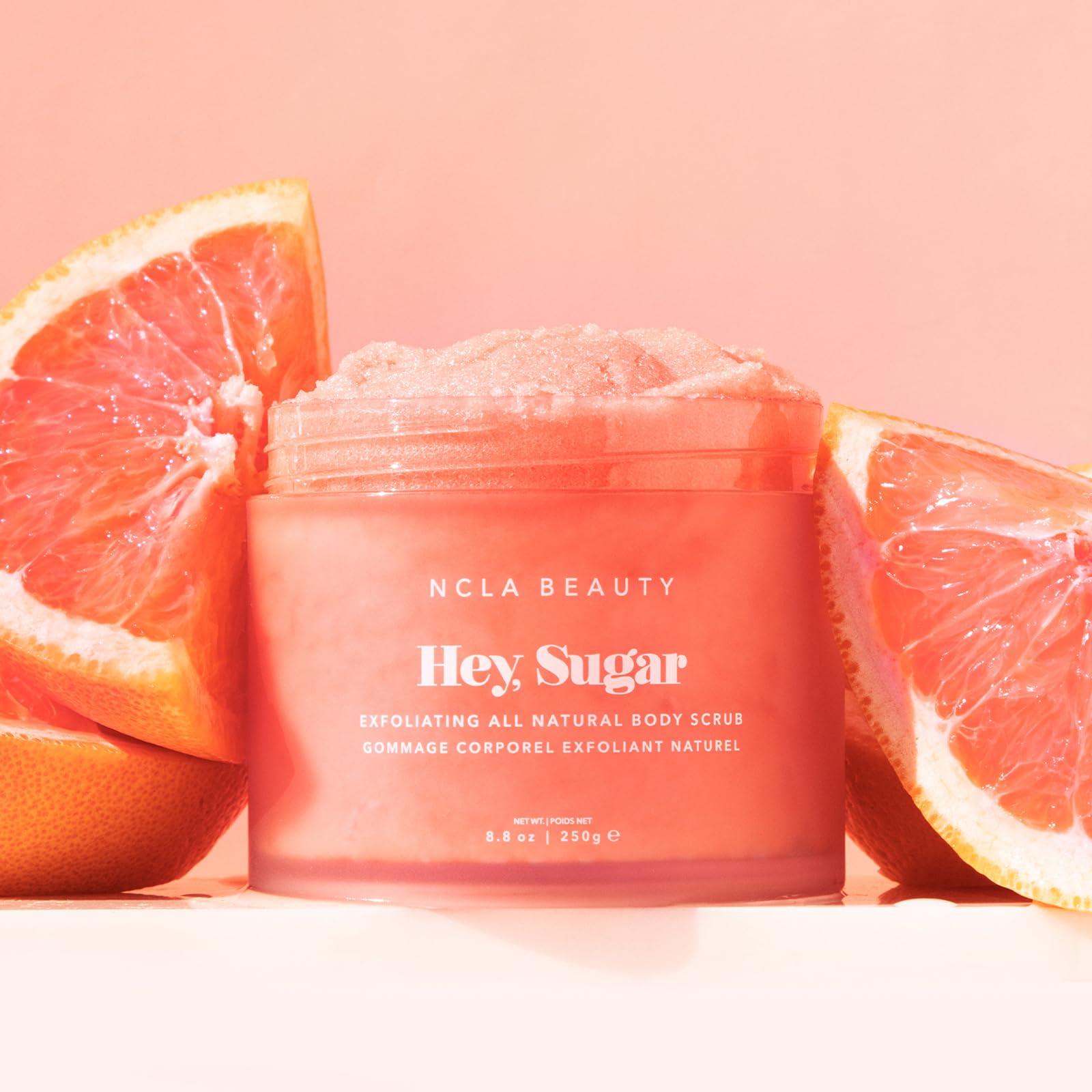 NCLA Beauty Hey Sugar All Natural Body Scrub - Moisturizing, Exfoliating Sugar Scrub - Shea, Cocoa, and Mango Butters - Pink Grapefruit - 8.8 oz