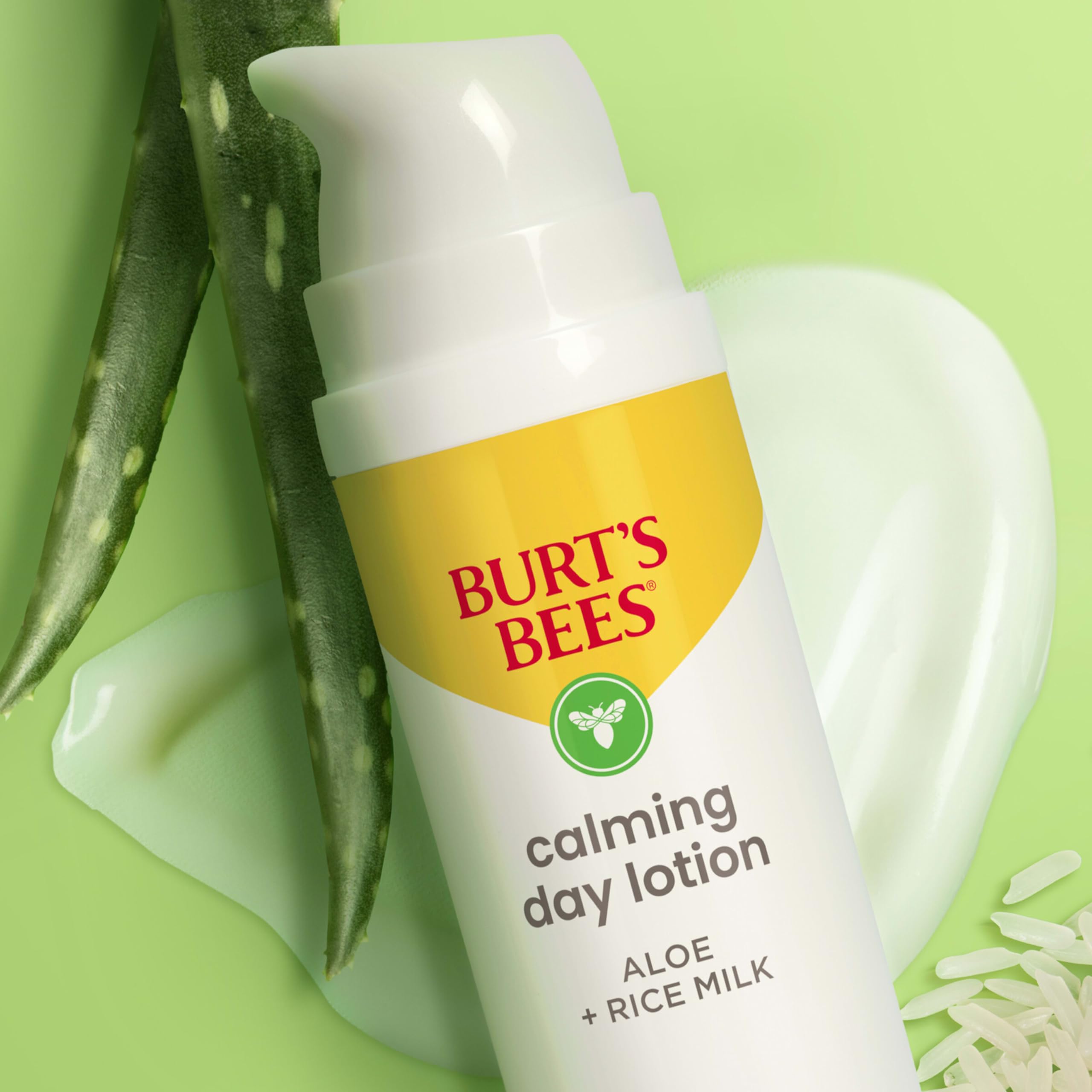 Burt's Bees Calming Day Face Lotion With Aloe and Rice Milk, Soothing Face Lotion for Sensitive Skin, 98.9 Percent Natural Origin Skin Care, 1.8 oz. Bottle