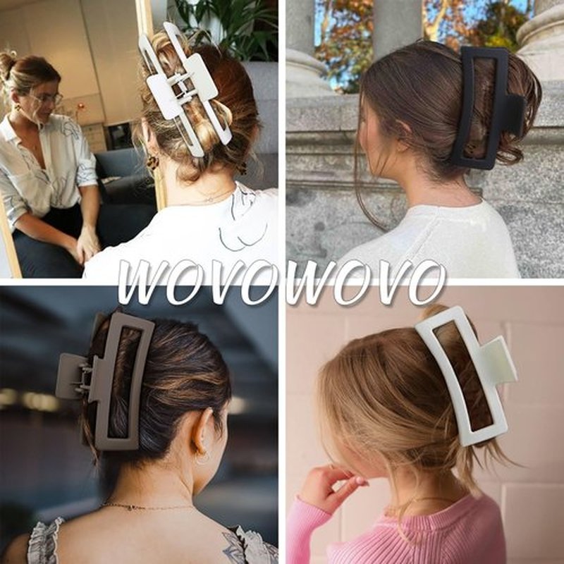 3Pcs Jumbo Hair Claw Clips for Thick Hair, 5 Inches Extra Large Non-Slip Hair Claws Rectangle Hair Clips for Buns Ponytails Strong Hold Hair Accessories for Women Girls