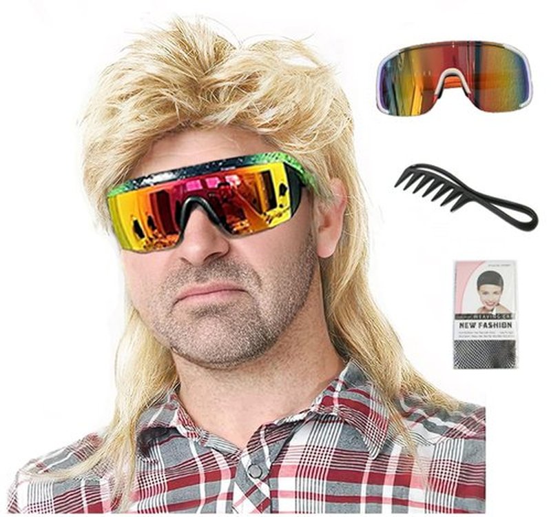 ByouByou Mullet Wigs for Men 80s Costumes Fancy Party Accessory Cosplay Wig (Light Blonde)