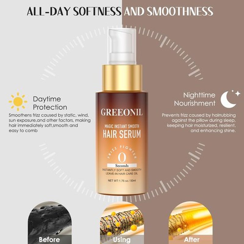 GREEONIL Hair Oil with Argan Oil, Vitamin E - Nourishing Treatment for Smooth, Frizz-Free, Shiny Hair for Women and Men with Frizzy, Damaged, Fine, or Curly Hair
