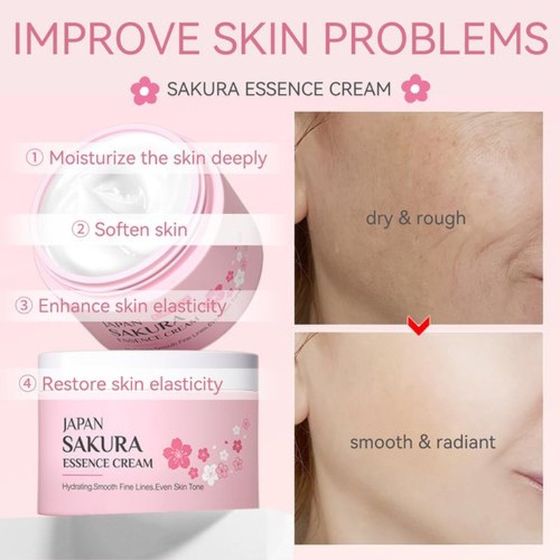 Skincare Set Sakura Teen Girls Gifts - Skin Care Set - Skincare for Teens 10-12 Hydrating - Travel Size Facial Kit for Women with Cleanser,Serum,Cream,Bunny Headband,Cleansing Brush（5pcs）
