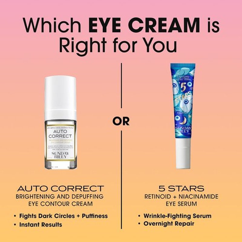 Sunday Riley Auto Correct Eye Cream - Brightening & Firming Treatment for Dark Circles