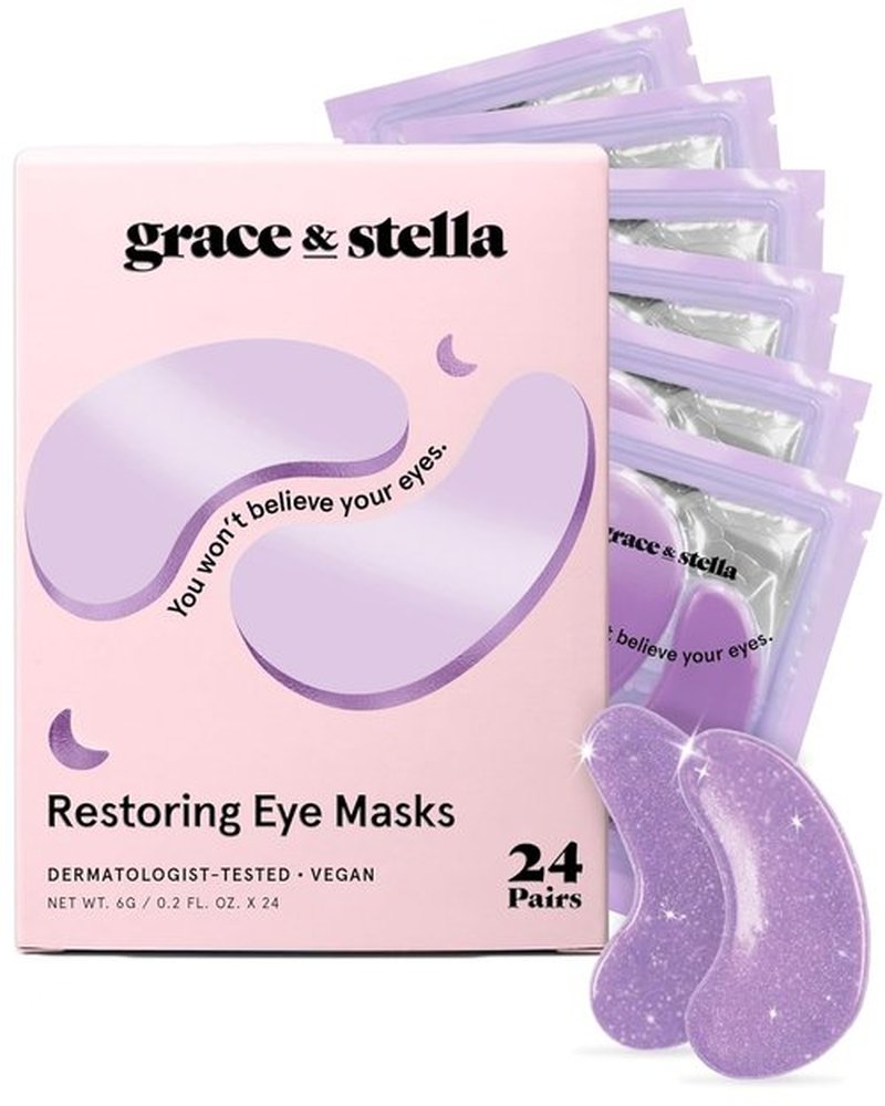 Grace & Stella Retinol Under Eye Patches - Hydrating Gel Masks for Puffy Eyes & Dark Circles | 24 Pairs (Purple)