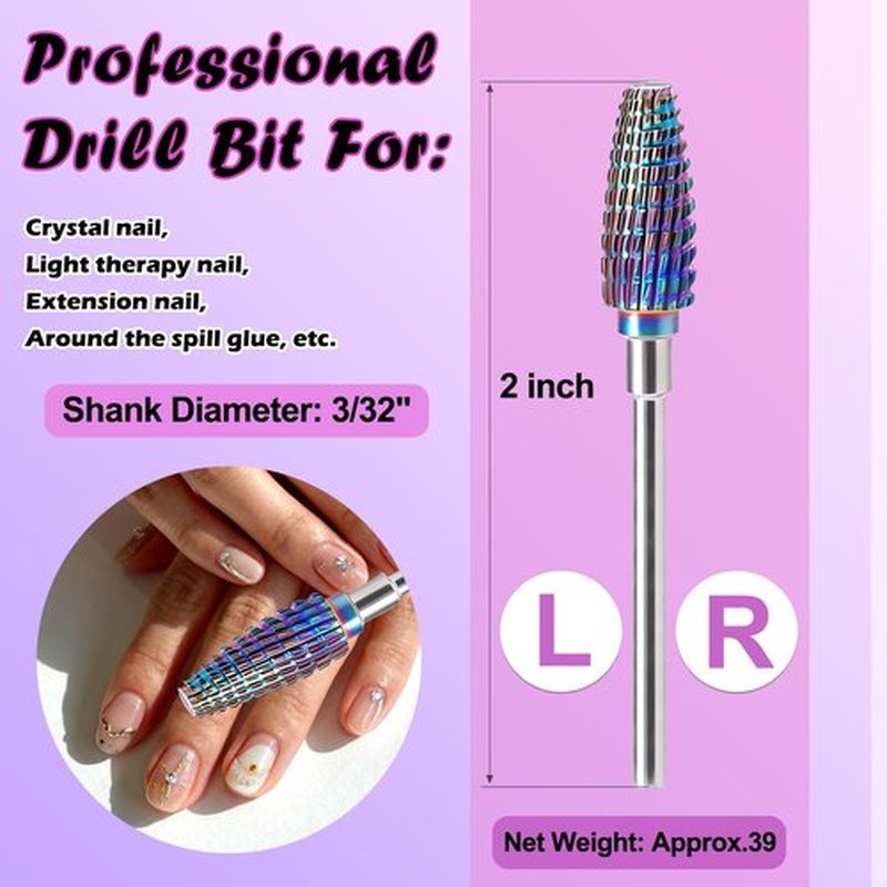 FANTEXY 3/32" Nail Drill Bits, Carbide Drill Bits Nail Tech for Fast Remove Acrylic or Hard Gel, Drills Bit for Nails Art Tools, Drills Bit for Nails Tech Manicure Polishing Home Salon (Medium - M)