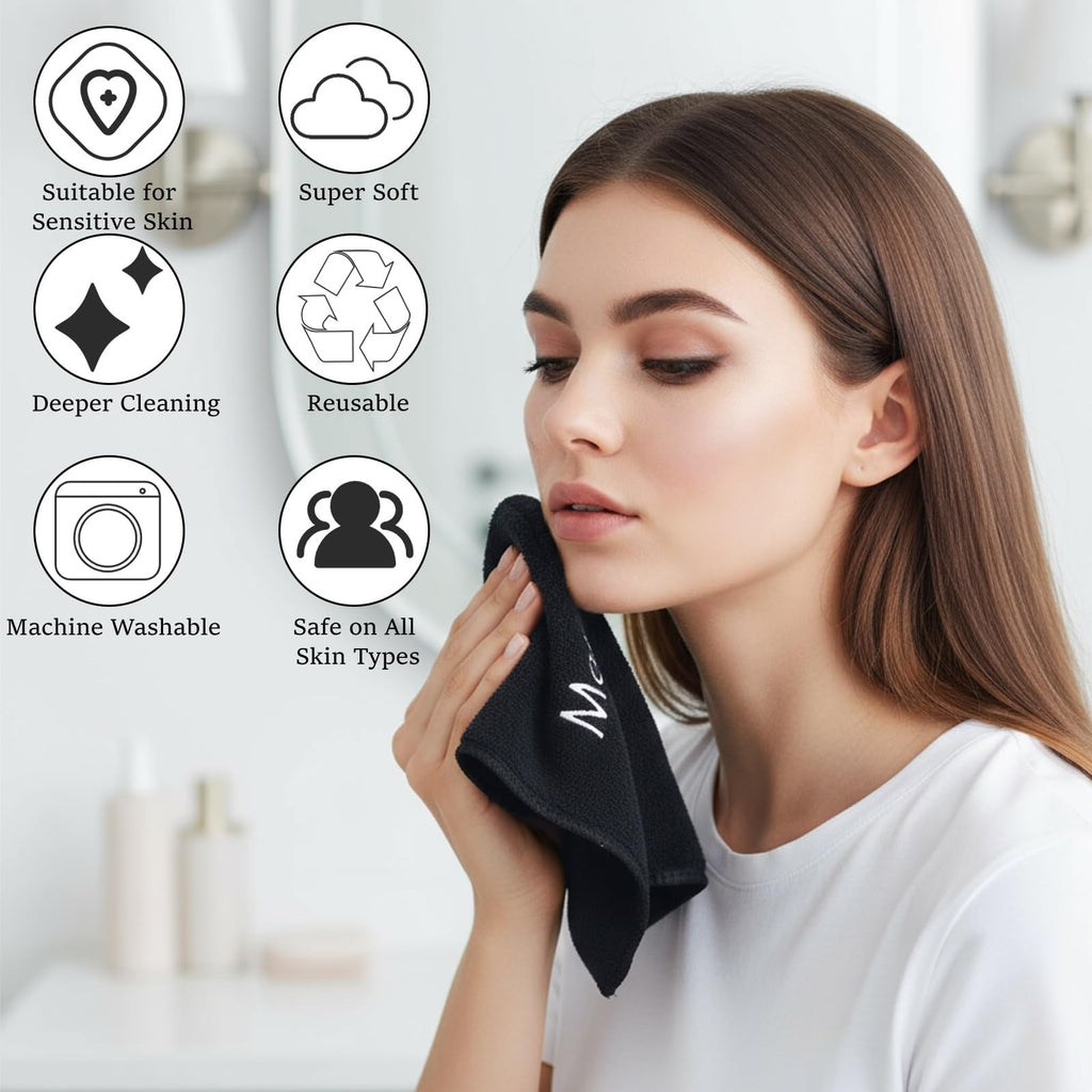 DEAYOU 20 Pack Makeup Towels Black, Soft Microfiber Washcloths for Face, 13" x 13" Quick Dry Makeup Remover Cloth, Reusable Facial Towels for Cleansing Hand, Hosts, Women, Skin Care, Bathroom