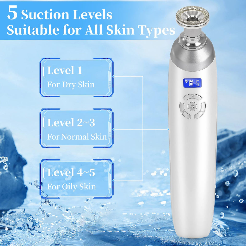 Beauty Star Upgraded Cordless Diamond Micro-dermabrasion Machine, Portable Crystal Tips Tool for Facial Skin Care, Face Pore Vacuum Glow Devices Kit, Home Use Microderm Equipment