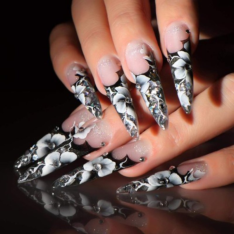 1200 Pieces Stiletto Nail Tips Clear Long Fakes Nails Half Cover False Nail Tips for Acrylic Nails