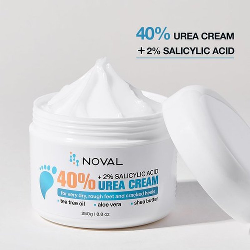 NOVAL Urea Foot Cream 40% with 2% Salicylic Acid, 8.8 OZ Value Size for Dry Cracked Heels, Calluses, Feet, Hands, Elbows & Knees