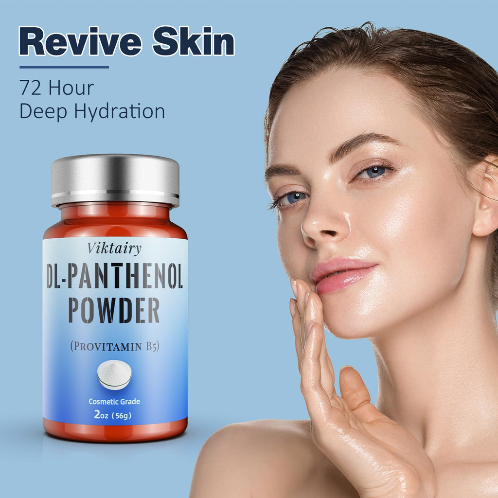 Viktairy Pure DL-Panthenol Powder (2oz, 56g), Cosmetic Grade Provitamin B5 Powder for Hair Care, Skin Care, Nails Deep Mousturizer, Panthenol Cream, Hair Conditioner, Shampoo, Soap, Lotion