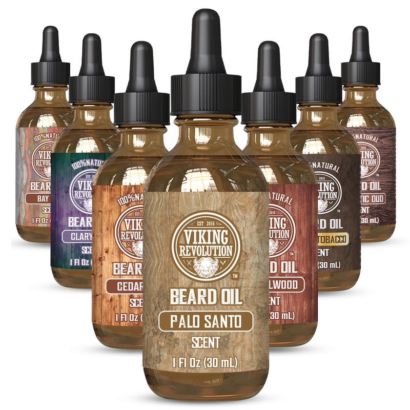 Viking Revolution Palo Santo Beard Oil - Natural Moisturizing Beard Conditioner with Argan & Jojoba Oil - 1 Pack