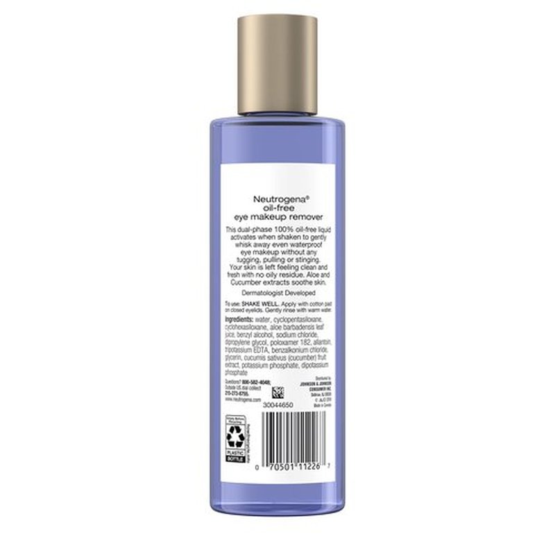 Neutrogena Gentle Oil-Free Eye Makeup Remover & Cleanser for Sensitive Eyes, Dissolves Waterproof Mascara, Dermatologist & Ophthalmologist Tested, 8 fl. oz (Pack of 2)