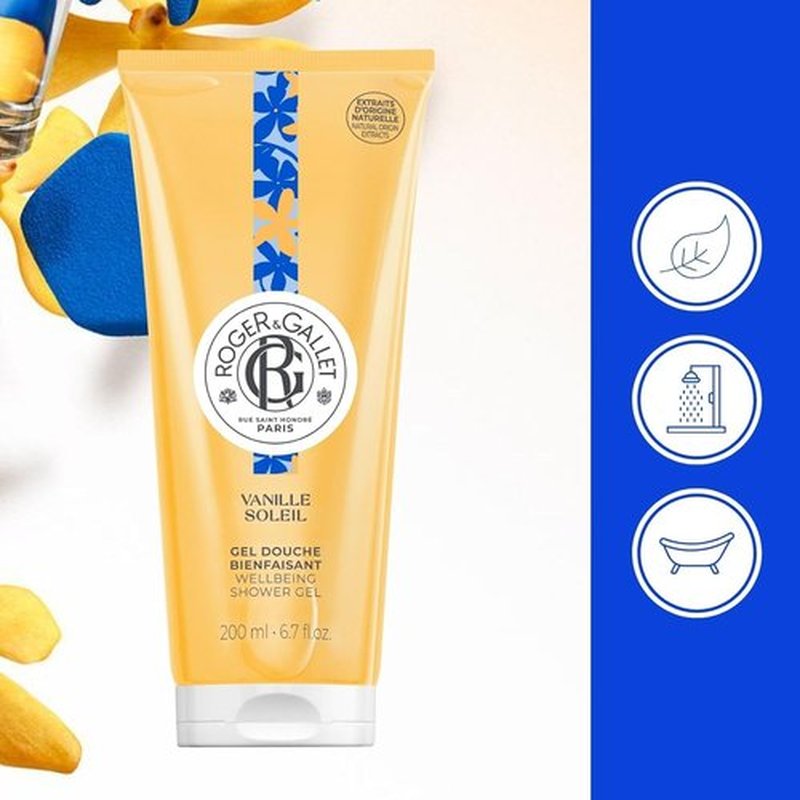 Roger & Gallet | Vanilla Sol Shower Gel | Gentle Plant-Based Formula in 6.6 oz Tube