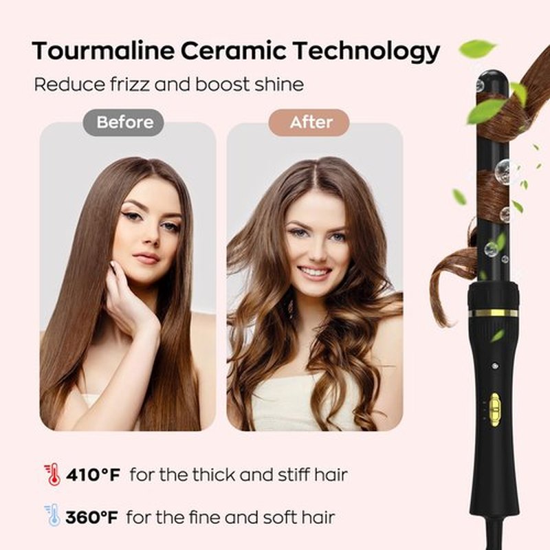 5 in 1 Wand Curling Iron, janelove Hair Curling Wand Set with 3 Barrel Hair Crimper and 4 Interchangeable Ceramic Curling Irons (0.39 "-1.25"), 2 Temps Fast Heat Hair Waver Curler for All Hair Type