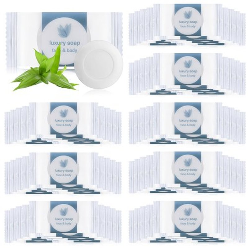 Kacctyen 100 Pcs 0.35oz Mini Bar Soap Bulk Individually Wrapped Bulk Hand Hotel Soap Bars Travel Size Toiletries for Hospitality Guest Bathroom Vacation Rentals