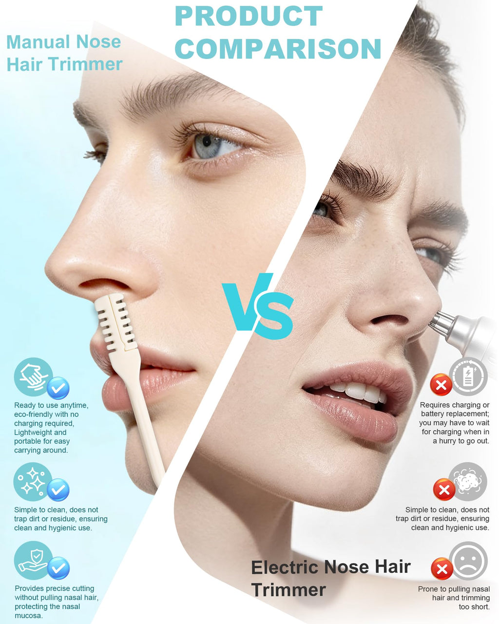 OZWLZV 20PCS Nose Hair Trimmer for Men & Women, 2-in-1 Nasal Hair Cutter, Manual & Portable Nose Trimmer, Double Sided Nose Hair Cutter, Nose Hair Remover with Cleaning Brush, Nose Razor