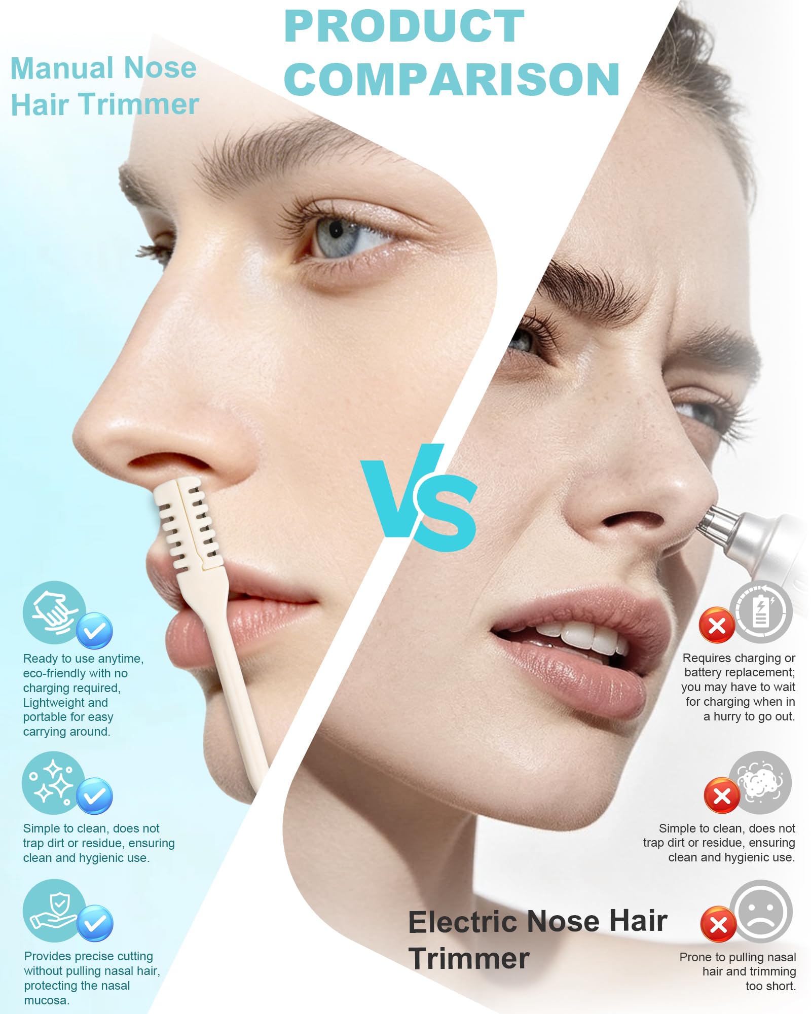 OZWLZV 20PCS Nose Hair Trimmer for Men & Women, 2-in-1 Nasal Hair Cutter, Manual & Portable Nose Trimmer, Double Sided Nose Hair Cutter, Nose Hair Remover with Cleaning Brush, Nose Razor