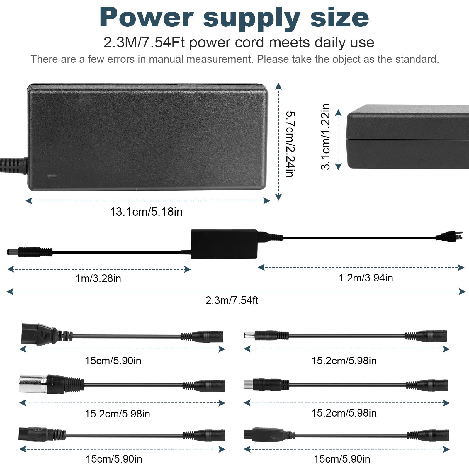 42V 2A Electric Scooter Charger Universal Replacement with 7 Plugs, Compatible with GOTRAX/Jetson/Voyage Charger for 36V 10S Li-ion Battery.