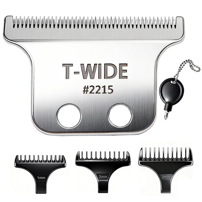 Wahl 2215 Replacement T Wide Blades - Adjustable Stainless Steel Zero-Gap for 5 Star Detailer Trimmer (Silver)