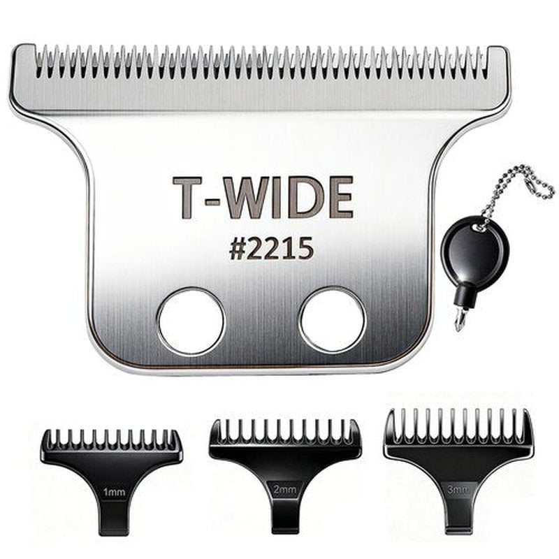 2215 Replacement T Wide Blades Compatible with Wahl 5 Star Detailer Li Trimmer(8081) and (8171) - Adjustable Stainless-steel Zero-Gap Trimmer Blade （1PC-silver)